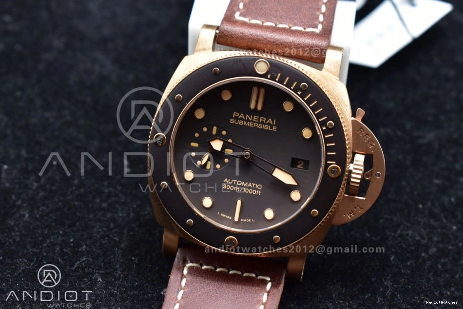 and on Strap 995 V Brown Brown Best P.9010 VSF Clone Bezel Bronzo PAM968 Calfskin Ceramic Dial Edition SunProtective 1:1 0429